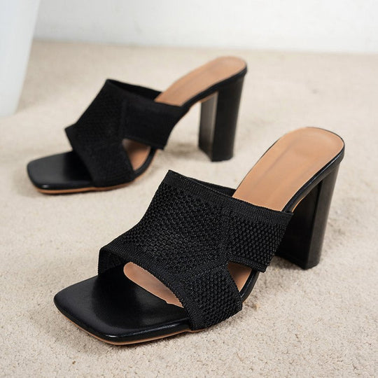 Damen Mules mit atmungsaktivem Netzdesign und bequemer Blockabsatzsohle
