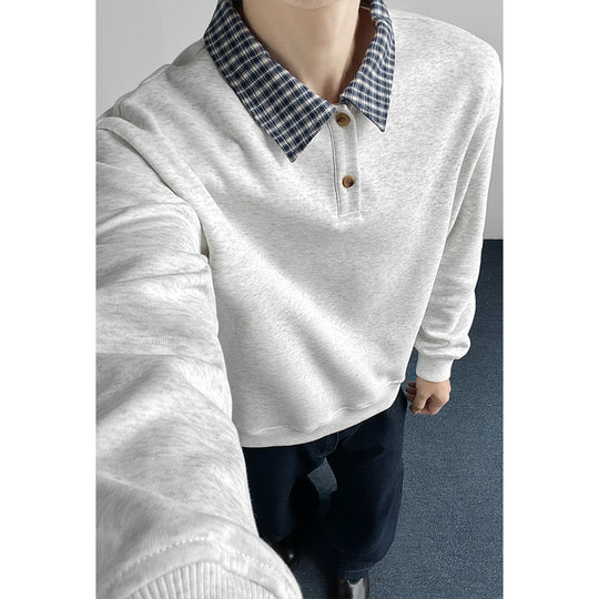 Herren Sportlicher Sweatshirt mit stylish Kragen Shop Nory