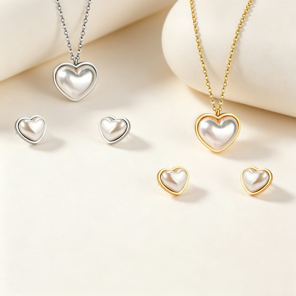 Damen Schmuckset bestehend aus Herzhalskette und Ohrsteckern Shop Nory