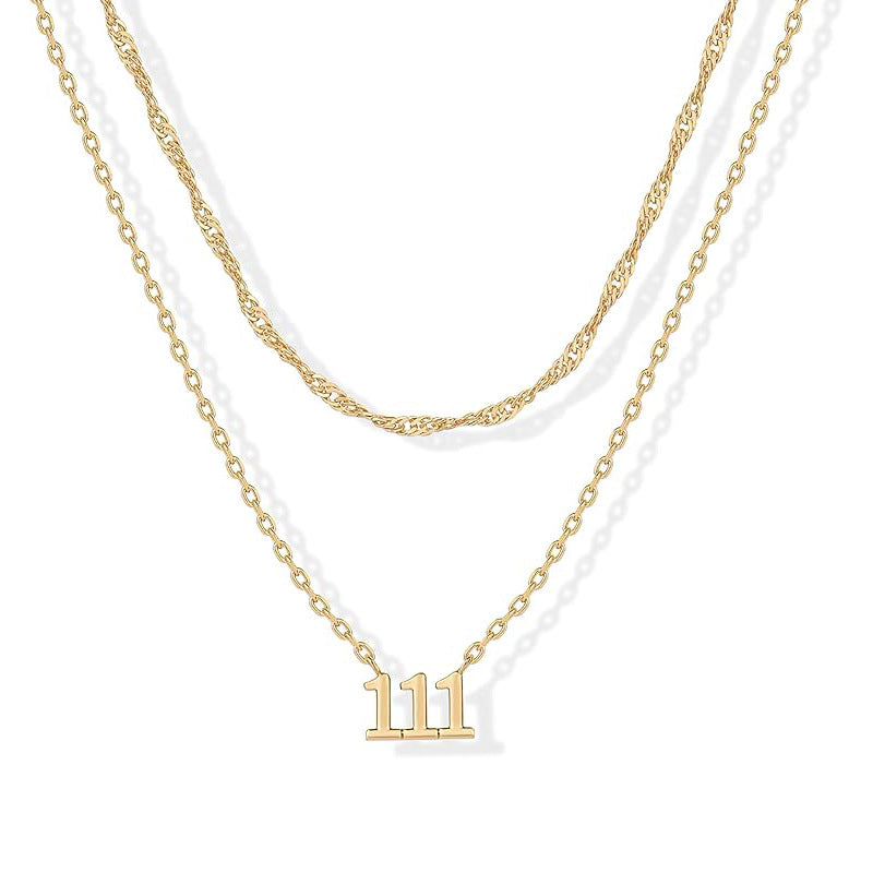 Damen mehrlagige Halskette mit individuellem Zahlenschmuck und eleganten Kettendesigns Shop Nory