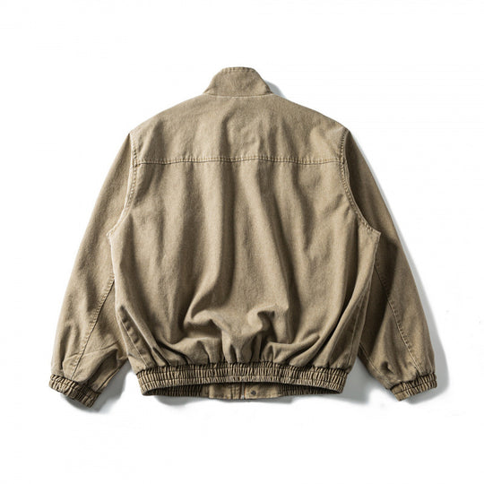 Herren Kastenförmige Canvas-Blousonjacke mit Cordbesatz, Stehkragen und elastischem Saum Shop Nory