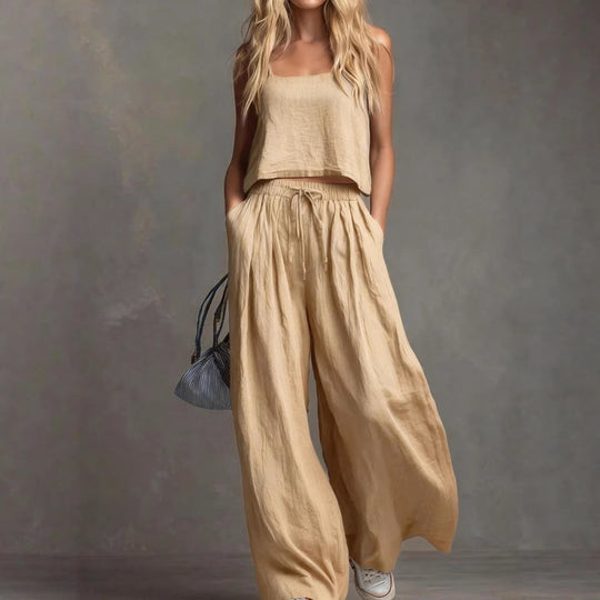 Damen Sommerliches Freizeit-Set mit weitem Oberteil und lässiger Hose