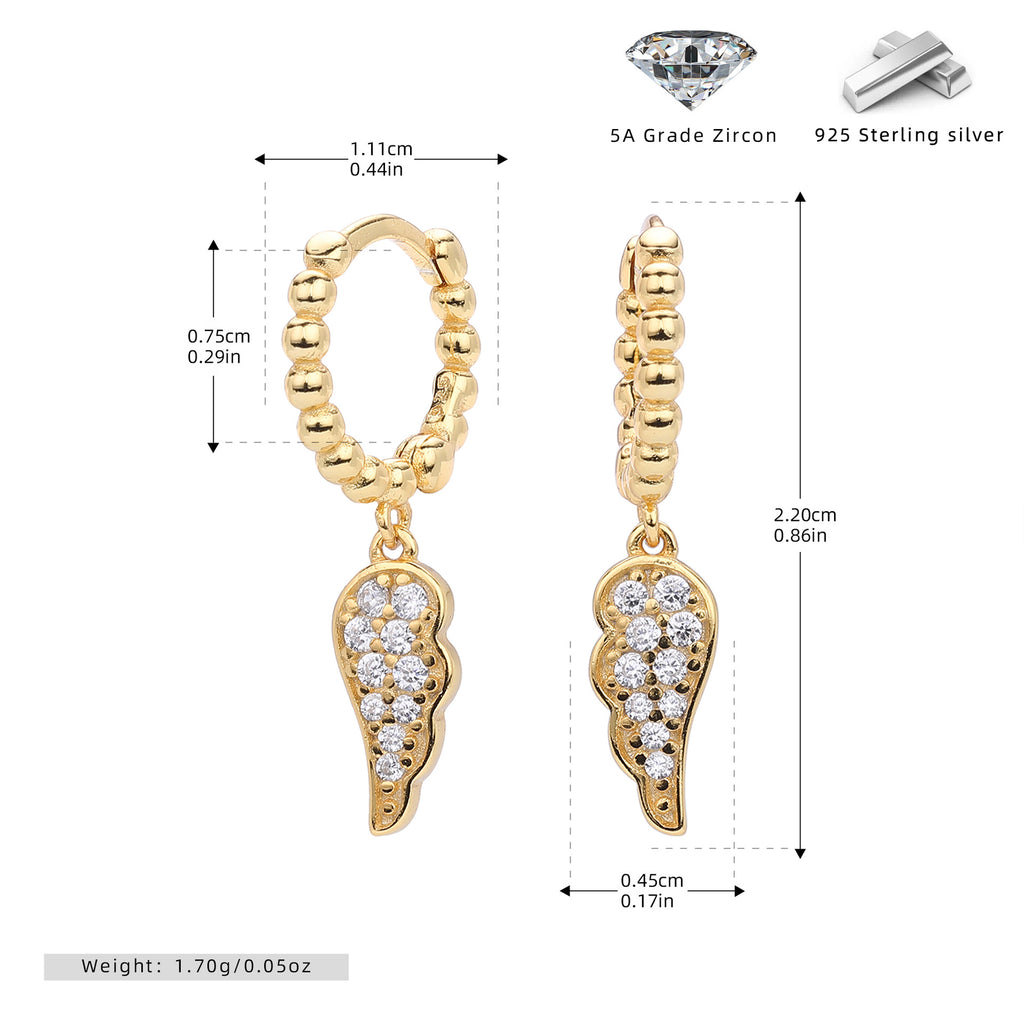 Damen Ohrhänger mit luxuriösem Engelsflügel-Design aus hochwertigem 925 Sterling Silber Shop Nory