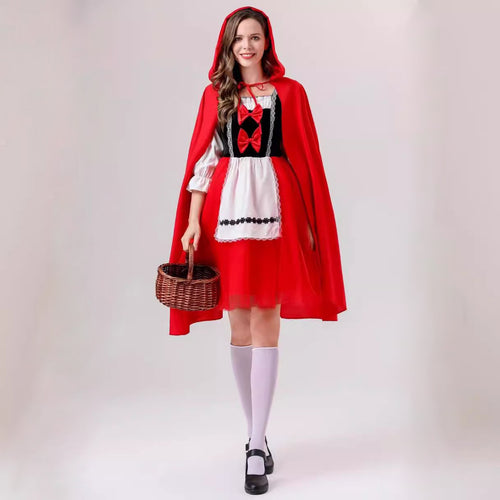 Damen nan klassisches Märchenkostüm mit Kapuze, Tüllrock und Schürze Shop Nory