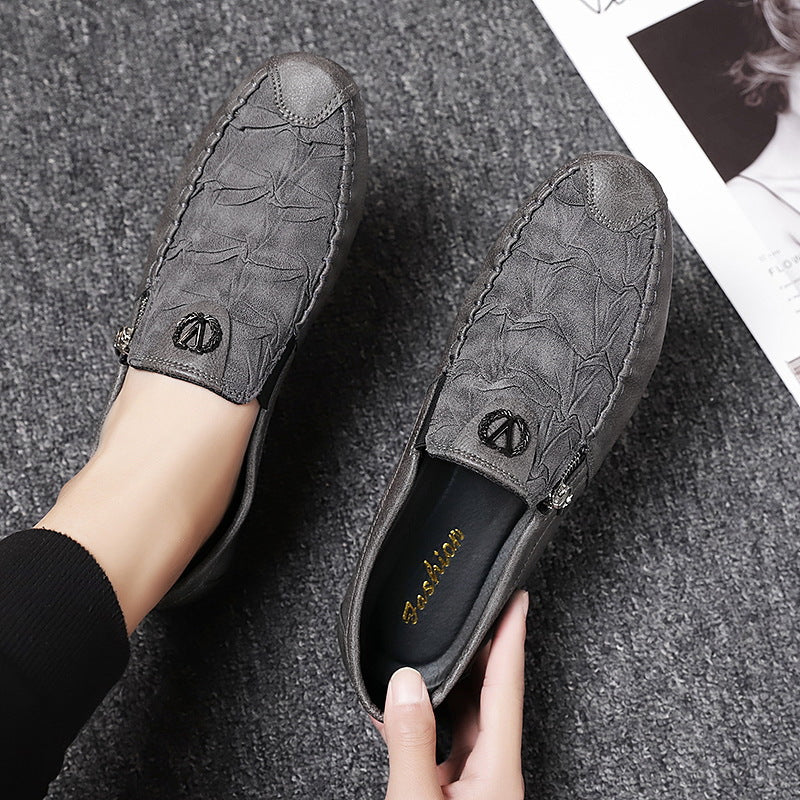 Herren elegante Lederoptik Slipper mit Zierreißverschluss, handgenähter Mokassinnaht und flexibler Komfortsohle Shop Nory