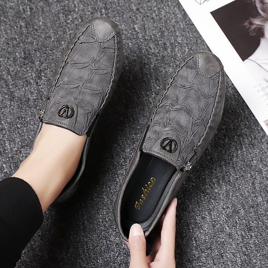 Herren elegante Lederoptik Slipper mit Zierreißverschluss, handgenähter Mokassinnaht und flexibler Komfortsohle Shop Nory