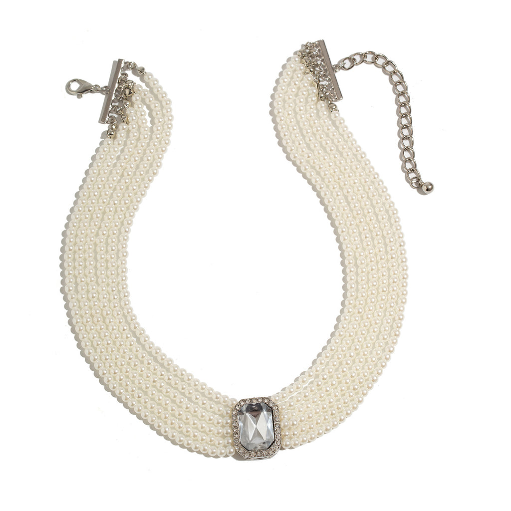 Damen Perlen-Choker mit funkelndem Anhänger Shop Nory
