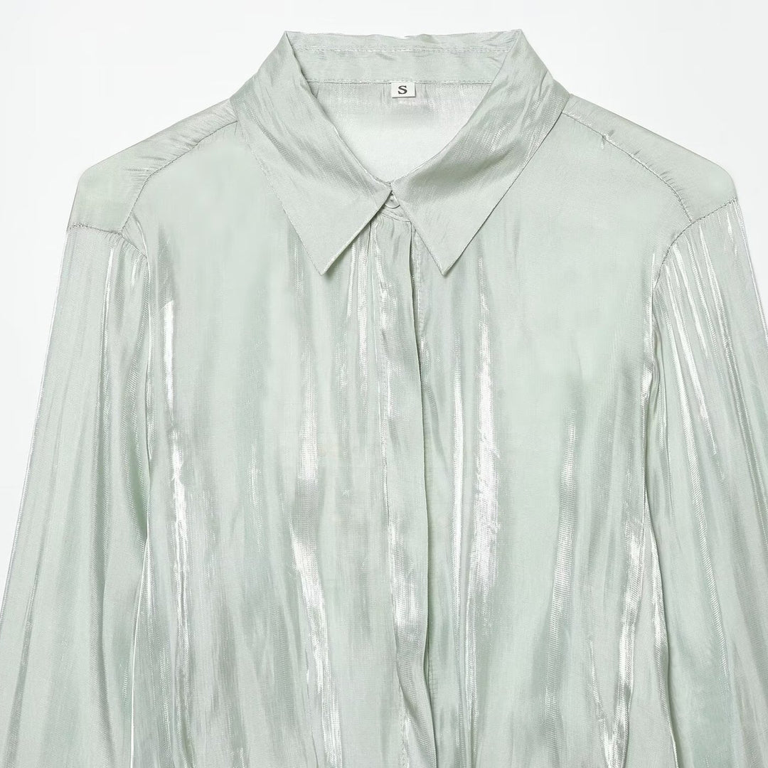 Damen Leichter Satin-Blouson im Crop-Schnitt mit Hemdkragen und Tunnelzug-Detail Shop Nory