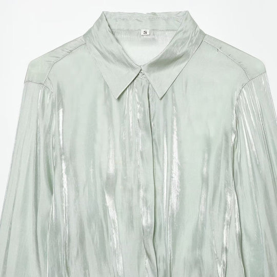 Damen Leichter Satin-Blouson im Crop-Schnitt mit Hemdkragen und Tunnelzug-Detail Shop Nory