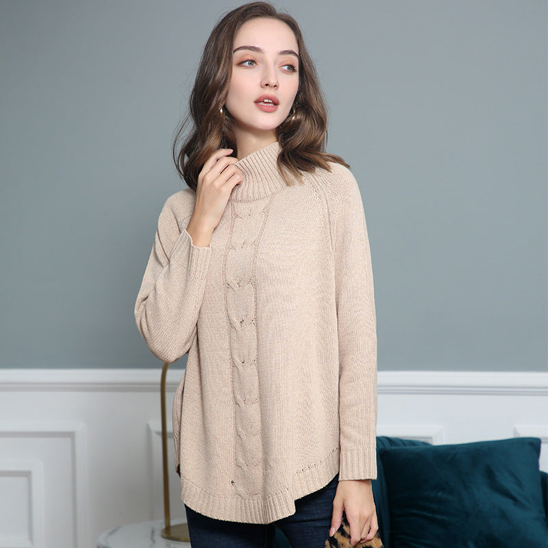 Damen Rollkragenpullover mit Zopfmuster und Raglanärmeln Shop Nory