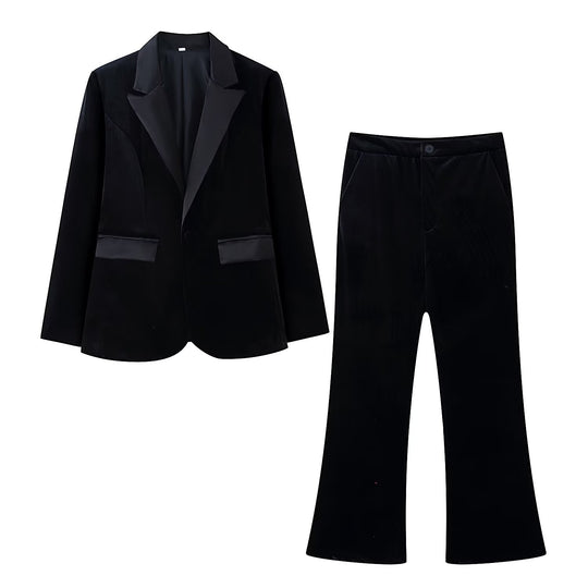 Damen Samt-Blazer mit Satin-Revers und taillierten Abnähern Shop Nory