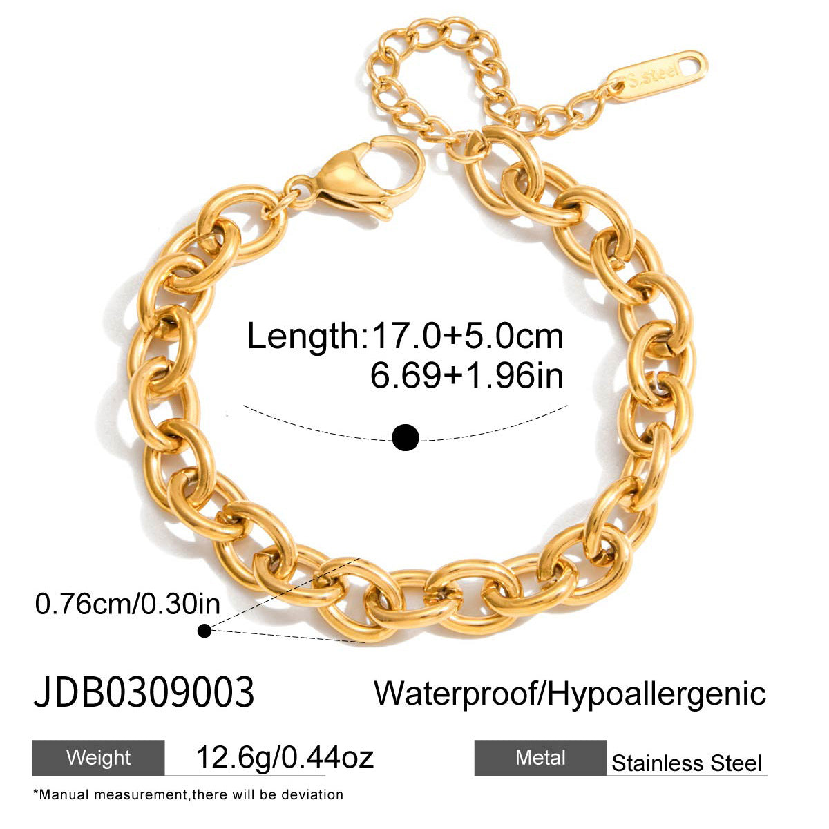 Damen Armband aus hypoallergenem Edelstahl mit verstellbarem Kettenverschluss Shop Nory