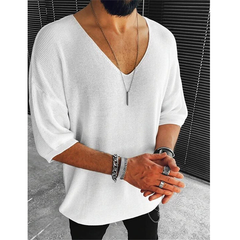 Herren Übergröße V-Ausschnitt Pullover
