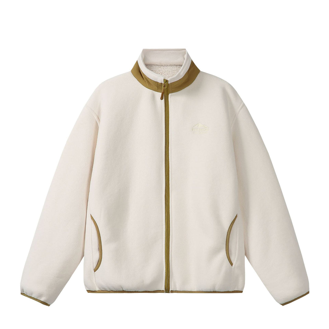 Unisex Oversize Fleece-Zipjacke mit Stehkragen und Kontrastpaspel Shop Nory