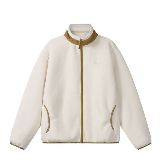 Unisex Oversize Fleece-Zipjacke mit Stehkragen und Kontrastpaspel Shop Nory