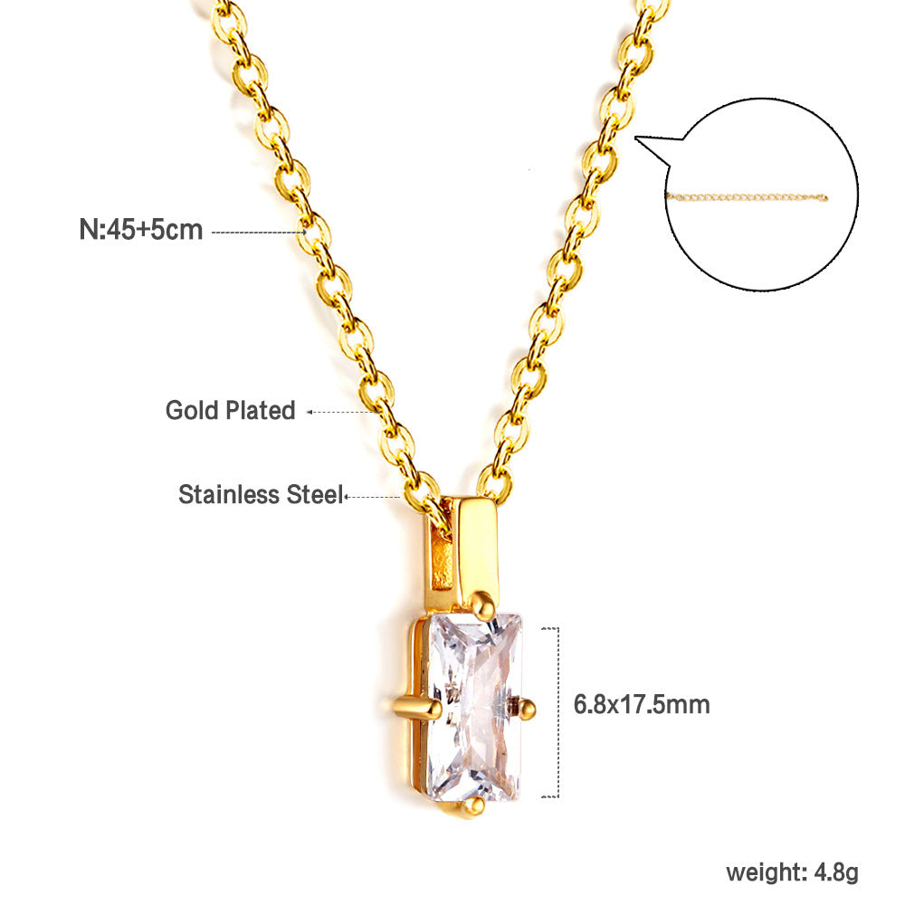 Damen Halskette mit funkelndem Anhänger aus Edelstahl und goldplattiertem Design Shop Nory