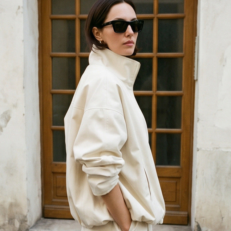 Damen Oversize Cropped-Blouson mit Tunnelzug und fließendem Maxi‑Rock mit Beinschlitz Shop Nory