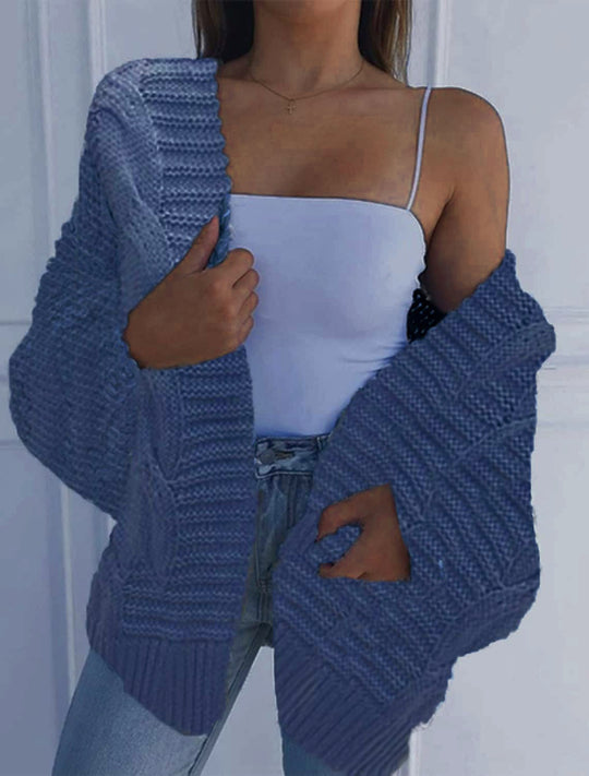 Damen Oversized Grobstrick-Cardigan mit Balloon-Ärmeln und offener Front Shop Nory