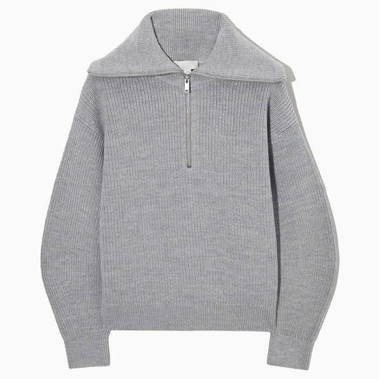 Damen Gestreifter Half‑Zip Strickpullover mit Matrosenkragen und überschnittener Schulter Shop Nory