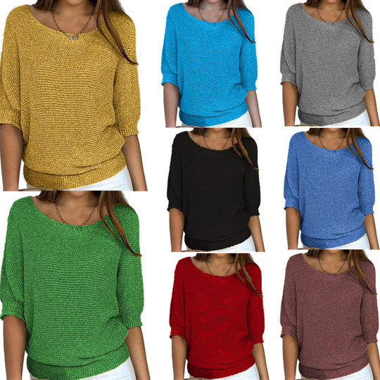 Damen nan legerer kastiger Feinstrickpullover mit weitem Ausschnitt Shop Nory