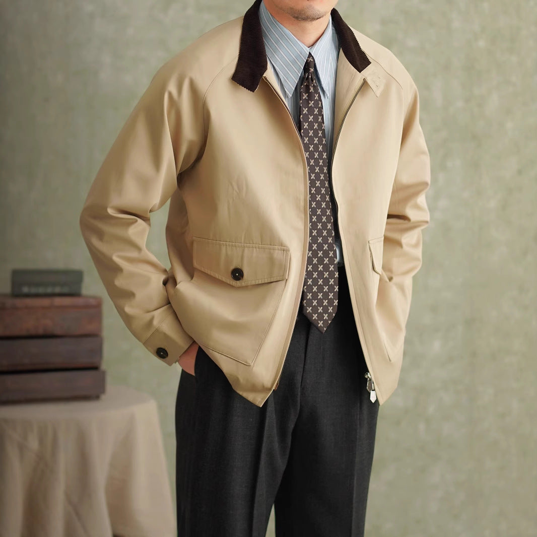 Herren Harrington-Jacke mit Cordkragen und aufgesetzten Pattentaschen Shop Nory