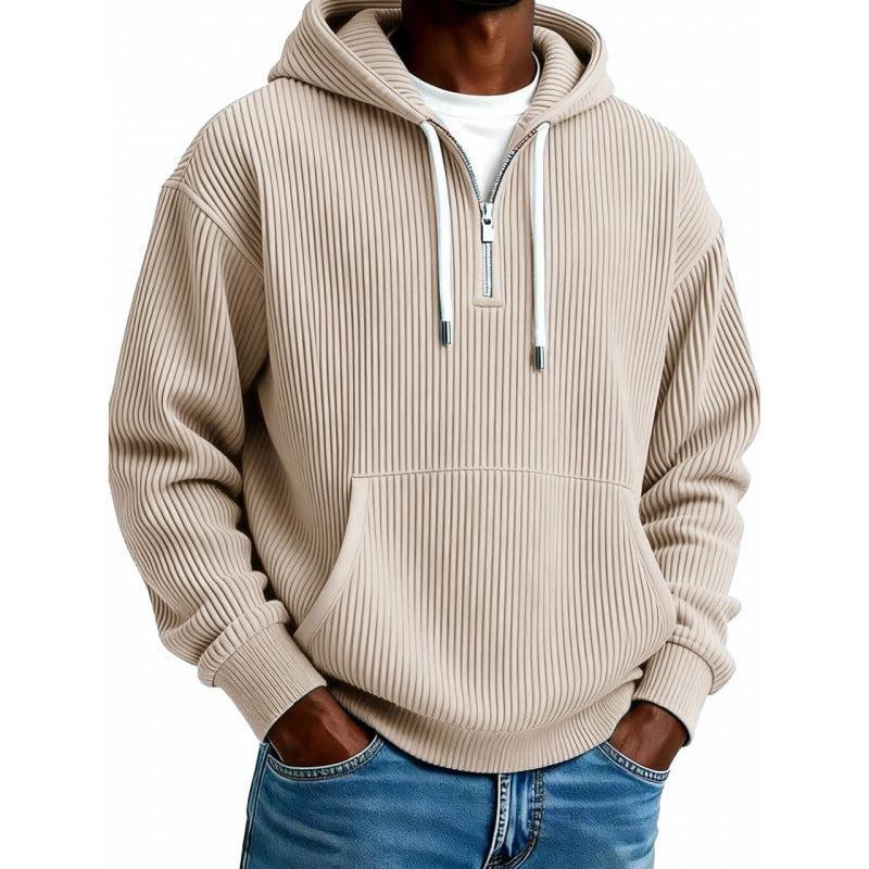 Herren Modischer Kapuzenpullover mit Reißverschluss und Rippstruktur Shop Nory