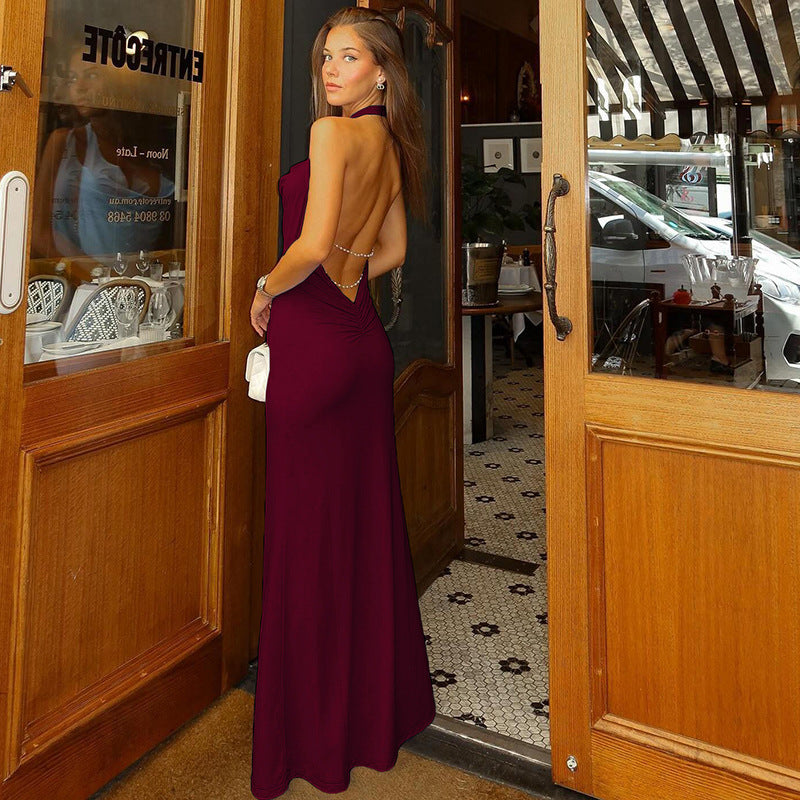 Damen Maxikleid mit eleganter Halter-Cowl-Neck-Design und figurbetontem Schnitt