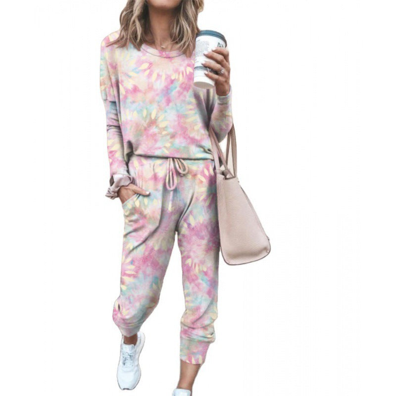 Damen Lässiger Tie-Dye Lounge-Jumpsuit mit Kordelzug und Eingrifftaschen Shop Nory