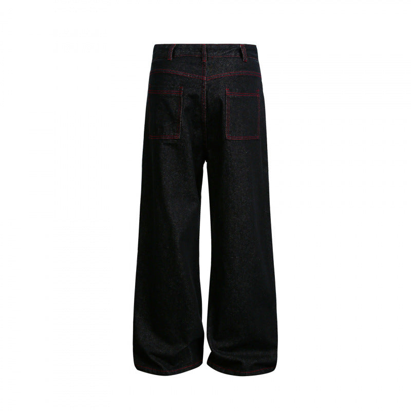 Damen Weite High‑Waist Denim‑Hose im Utility‑Look mit Kontrastnähten Shop Nory
