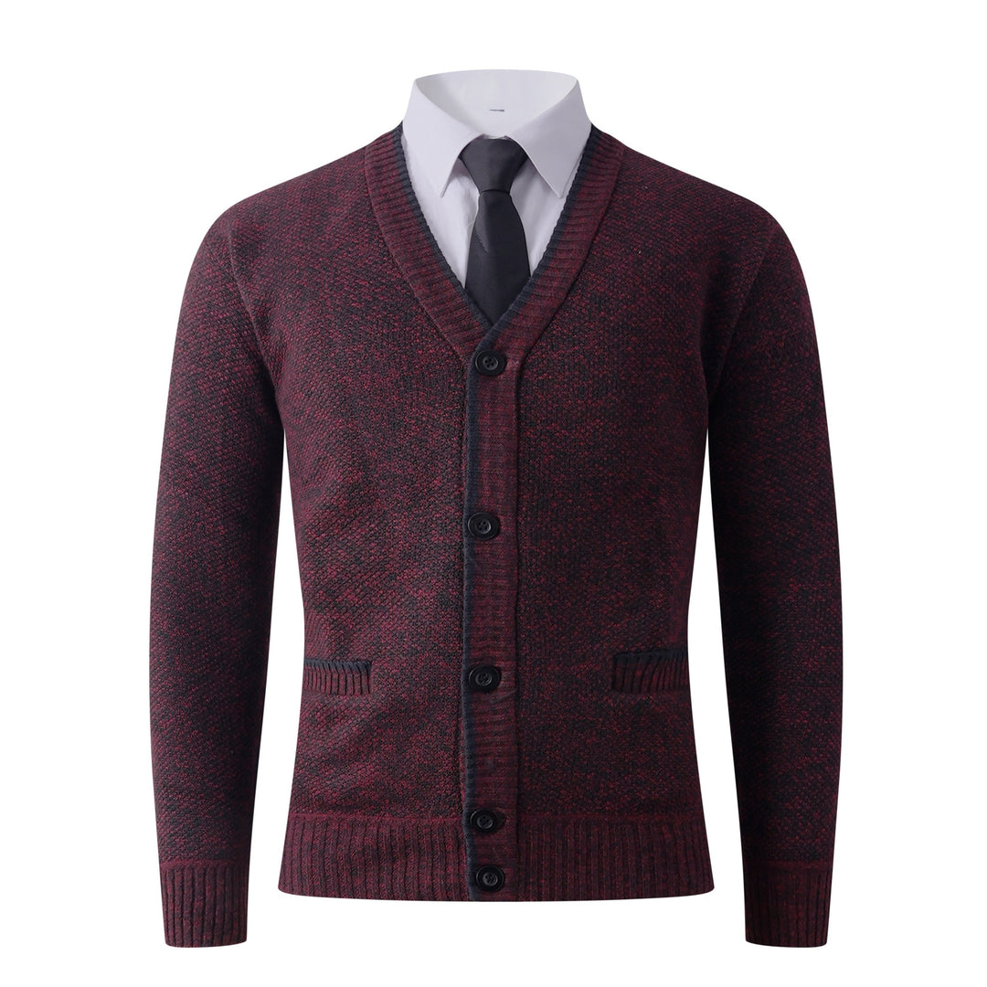 Herren Strukturierte Strickcardigan mit V-Ausschnitt, Knopfleiste und Eingrifftaschen Shop Nory