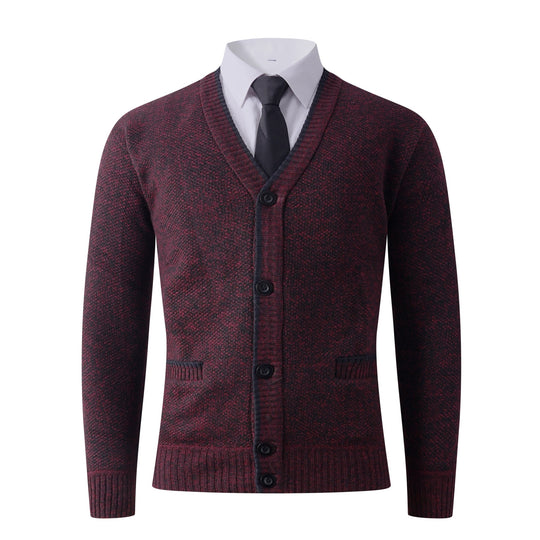 Herren Strukturierte Strickcardigan mit V-Ausschnitt, Knopfleiste und Eingrifftaschen Shop Nory