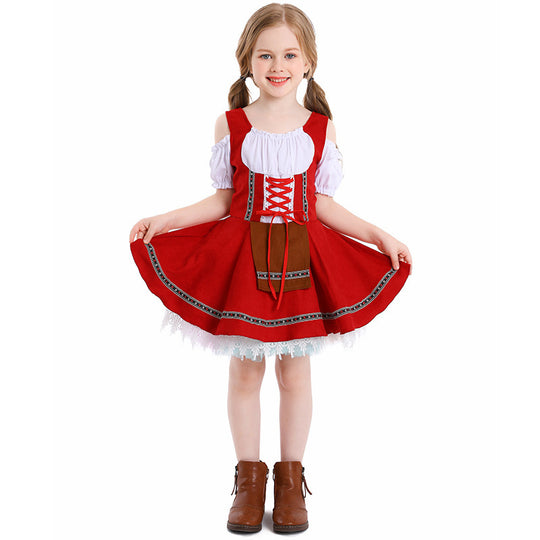 Damen nan traditionelles Kinderdirndl mit Schnürmieder, Spitzenunterrock und dekorativer Schürze Shop Nory