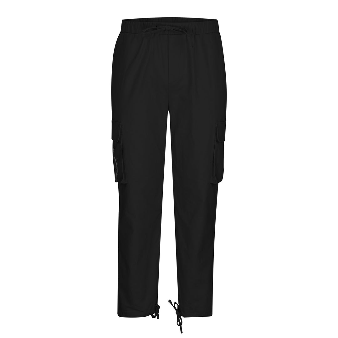 Damen nan lässige Cargo-Hose mit elastischem Kordelzugbund, Klappentaschen und verstellbaren Knöchelschnüren Shop Nory
