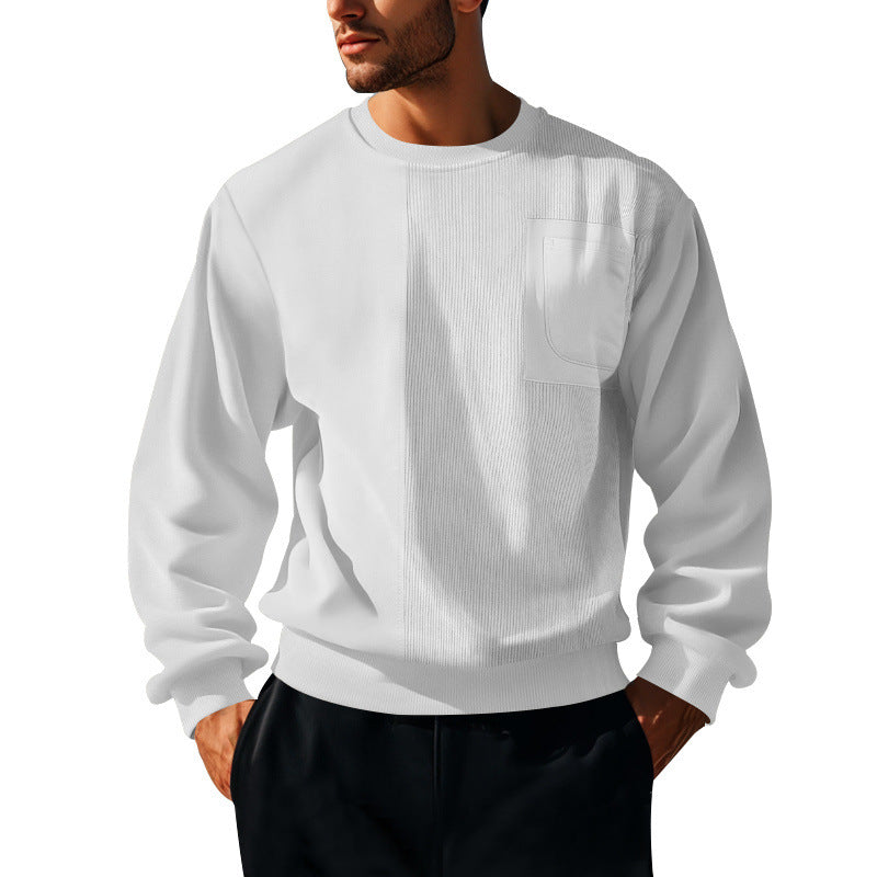 Herren Struktur-Sweatshirt mit Rippen-Panel und Brusttasche Shop Nory