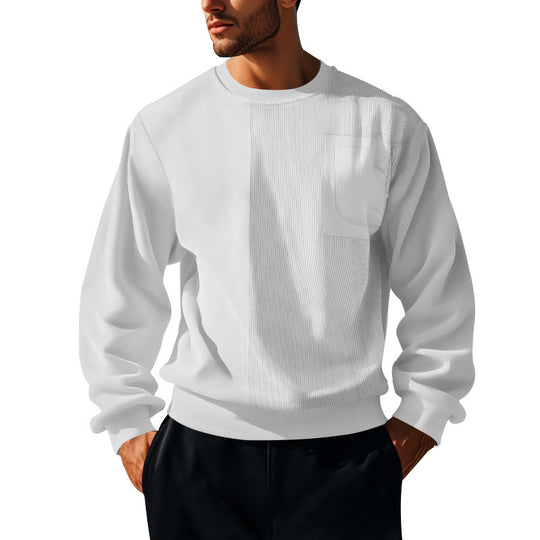 Herren Struktur-Sweatshirt mit Rippen-Panel und Brusttasche Shop Nory