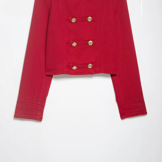 Damen Cropped Militärjacke im Matrosenstil mit goldenen Zierriegeln und Stehkragen Shop Nory