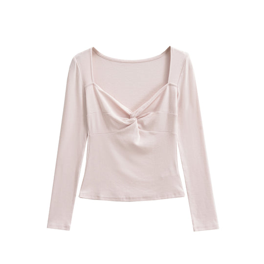 Damen Langarmshirt mit Drehknoten-Detail figurformendem Büstenteil und weiter Ausschnitt Shop Nory