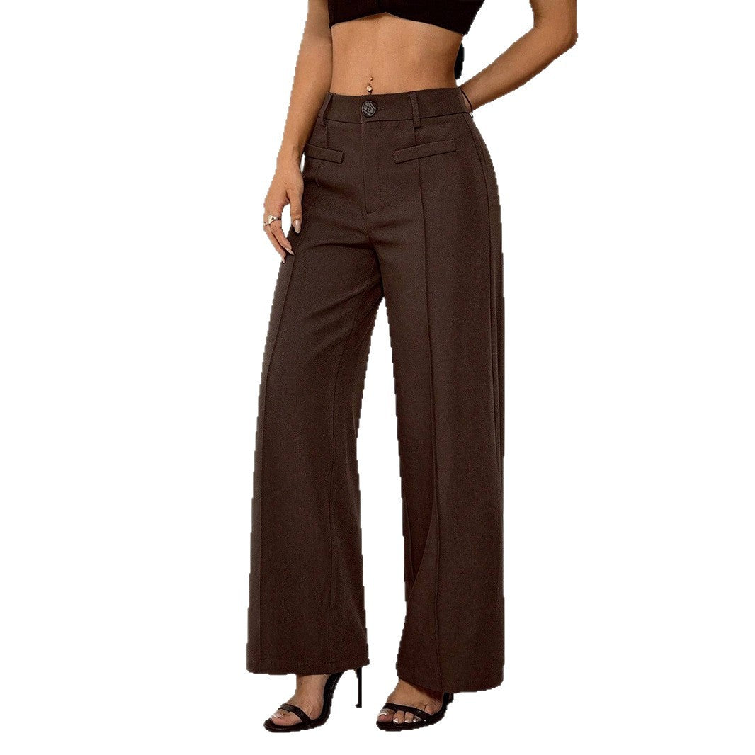 Damen Hochtaillierte Palazzo-Stoffhose mit Bügelfalte und Gürtelschlaufen Shop Nory