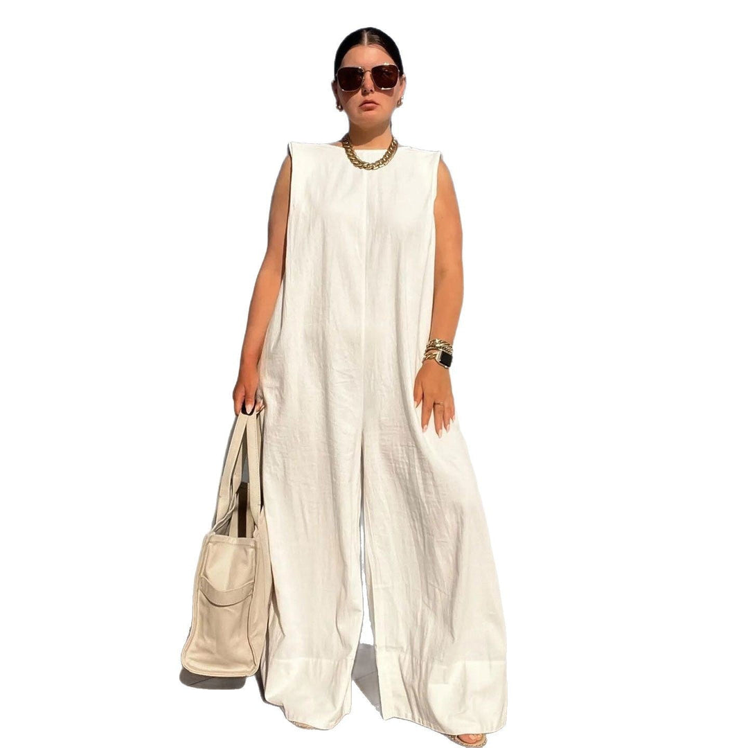 Damen Weit geschnittener Jumpsuit mit Kapuze und tiefer Taille