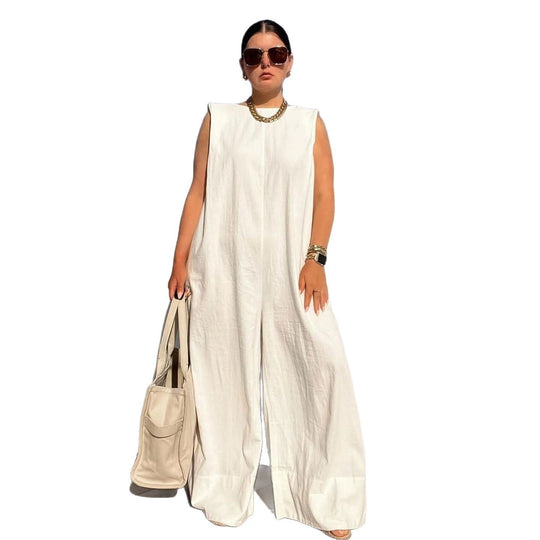 Damen Weit geschnittener Jumpsuit mit Kapuze und tiefer Taille