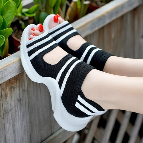 Damen Strick-Sandalen mit ergonomischer Plateau-Sohle Shop Nory