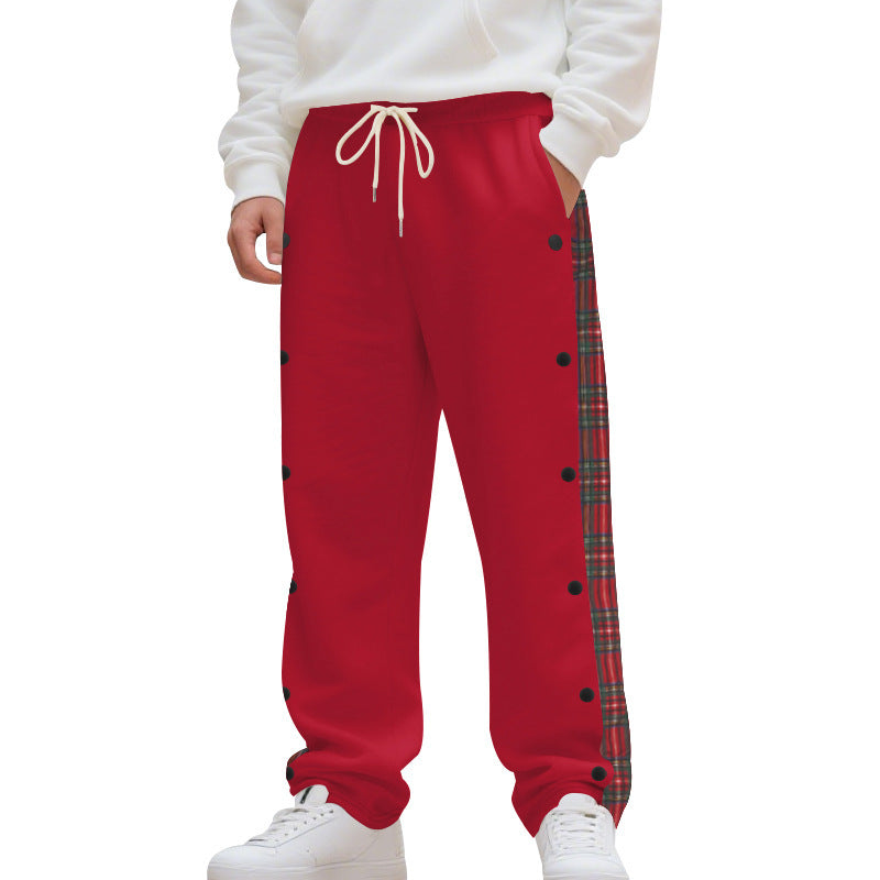Herren nan Sweatpants mit seitlichem Karostreifen, Druckknopfleiste und Kordelzug Shop Nory