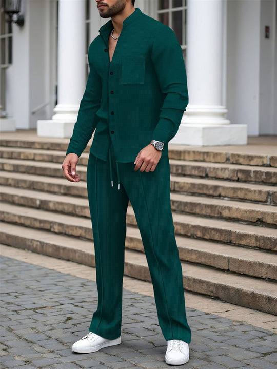 Herren nan lässiges Hemd-Hose Lounge-Set aus strukturiertem Baumwollmischgewebe Shop Nory