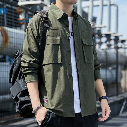 Herren Overshirt im Utility-Canvas-Look mit Brustpattentaschen und geradem Schnitt Shop Nory