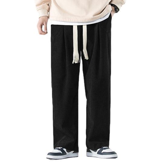 Herren Locker geschnittene Cordhose mit breitem Bein, elastischem Bund und dekorativem Kordelzug Shop Nory
