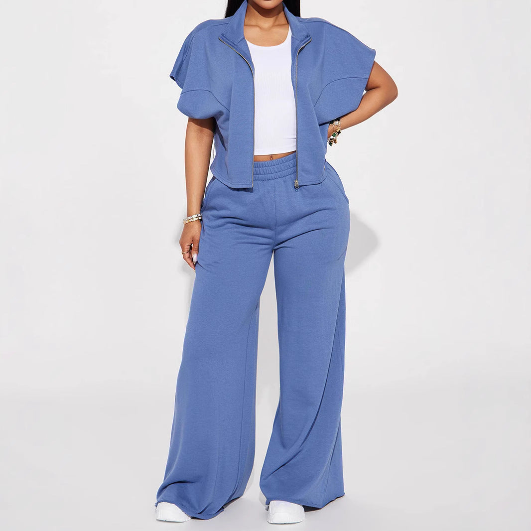 Damen nan weite Highwaist Palazzo-Loungehose mit doppelt gerafftem Komfortbund und fließender Wide‑Leg-Silhouette Shop Nory