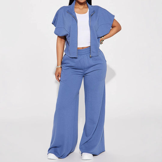 Damen nan weite Highwaist Palazzo-Loungehose mit doppelt gerafftem Komfortbund und fließender Wide‑Leg-Silhouette Shop Nory