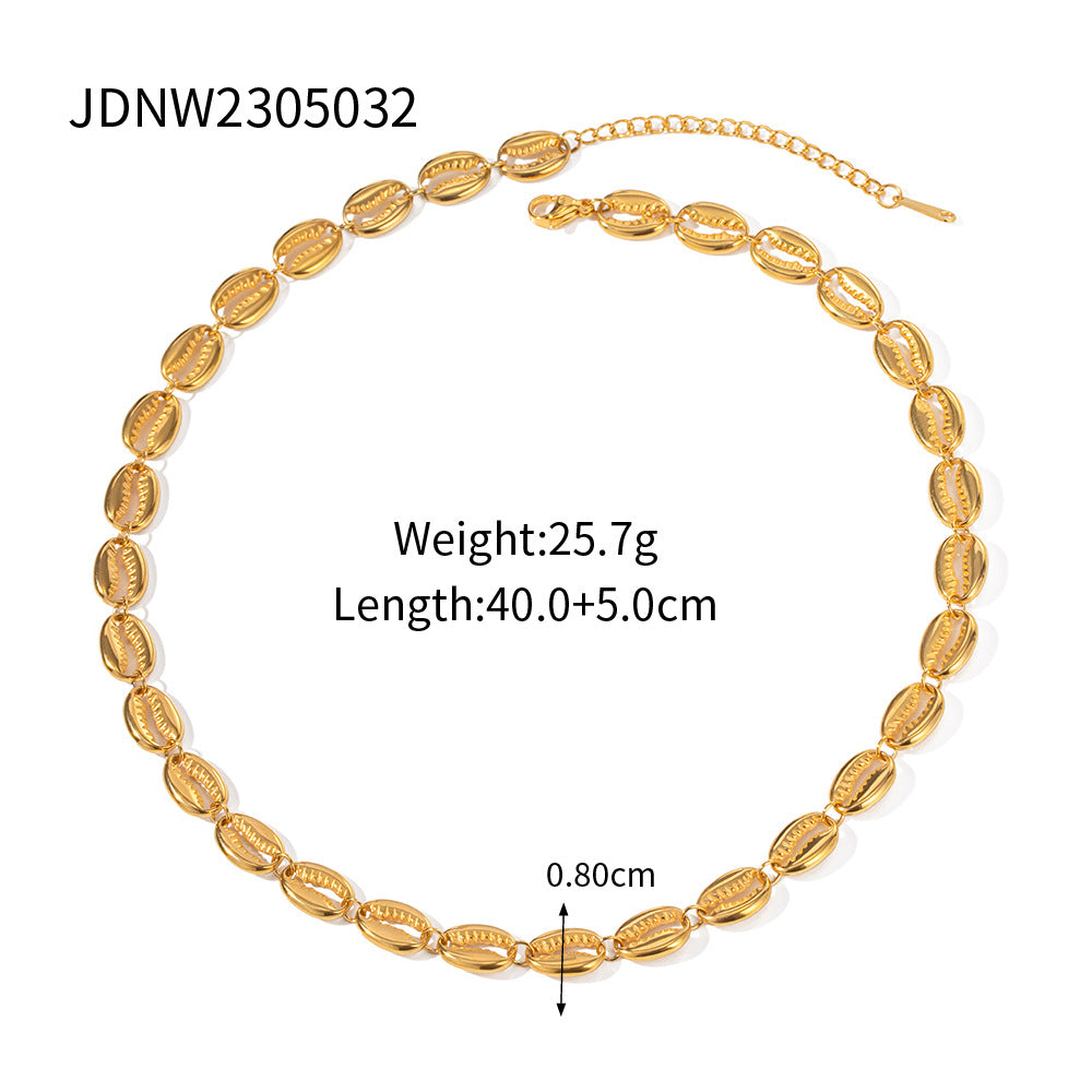 Damen Halskette mit eleganten Muschel-Anhängern und verstellbarem Edelstahlverschluss Shop Nory