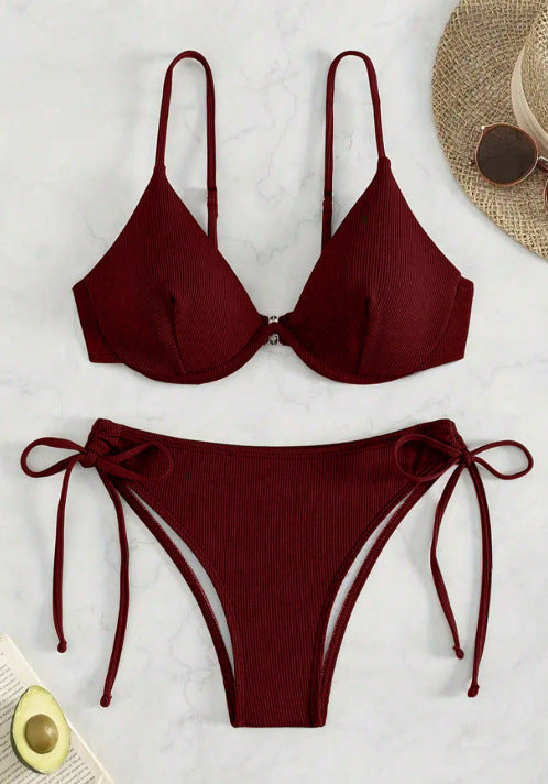Damen Triangel-Bikini mit verstellbaren Trägern und Seitenschnürungen