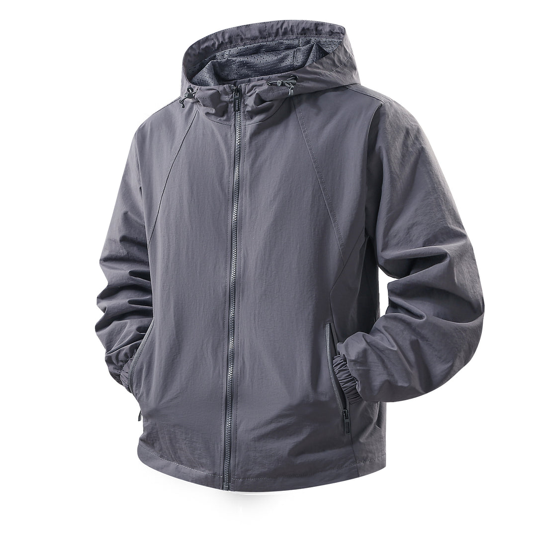 Herren Leichte atmungsaktive Kapuzen-Windjacke mit Mesh-Innenfutter und Reißverschlusstaschen Shop Nory